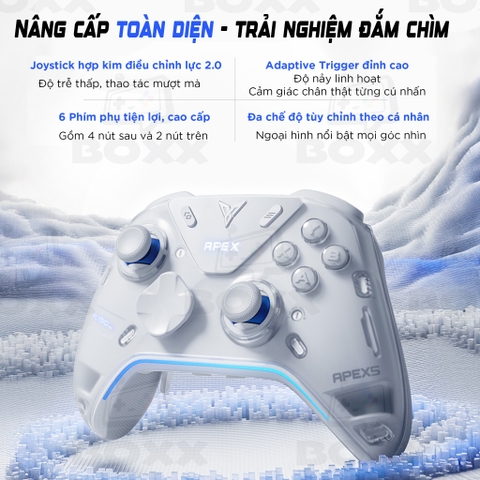 Tay cầm Flydigi Apex 5 hỗ trợ Macro, Phím Cơ, Polling Rate 1000Hz cho Nintendo Switch, PC, Laptop