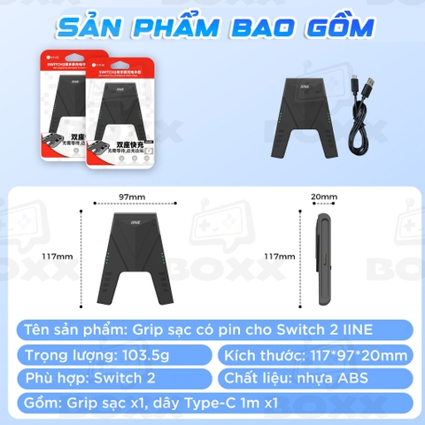 Grip Sạc Joy Con chữ V cho Nintendo Switch 2 chính hãng IINE