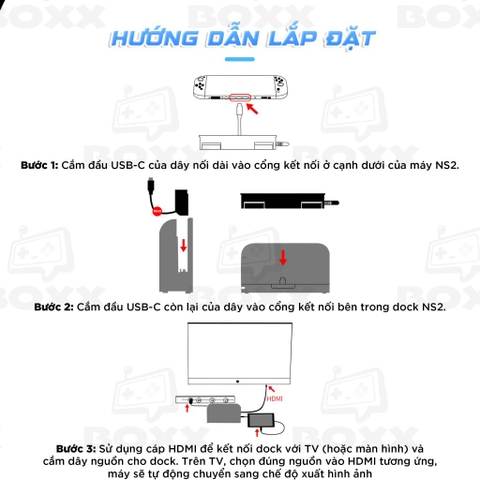 Dây nối dài dock xuất hình Extension Cable cho Nintendo Switch 2 chính hãng Aolion