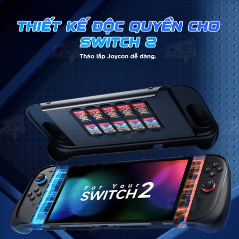 Ốp lưng tay cầm NeoGrip Split Protective Case JSAUX cho Nintendo Switch 2 hỗ trợ Dock, Chống mỏi tay