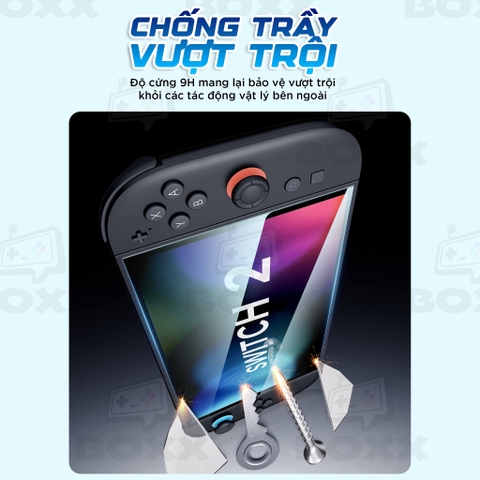 Kính cường lực cho Nintendo Switch 2 chính hãng JSAUX có kèm khung dán