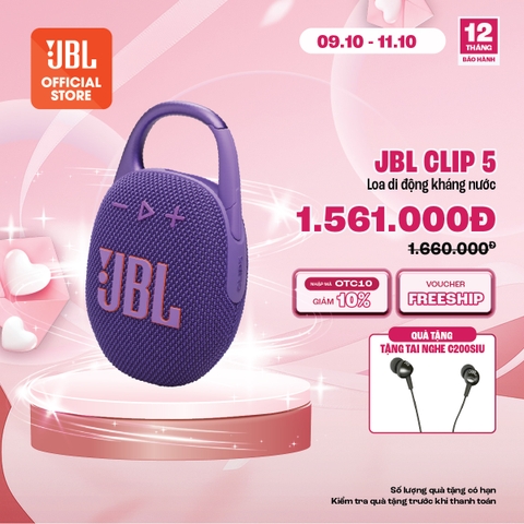 [NHẬP OCT10 GIẢM 10%] Loa Bluetooth JBL CLIP 5 - Hàng Chính Hãng