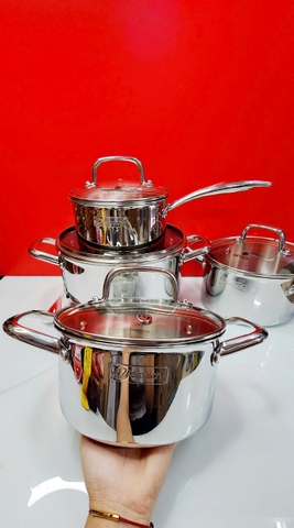 Bộ nồi inox liền khối Elmich EL2485IN01 Size 18,20,24, quánh 16cm