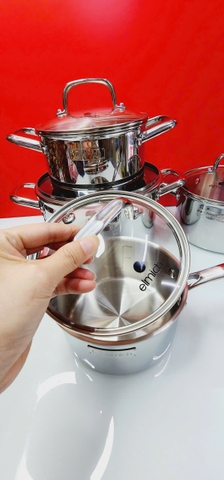 Bộ nồi inox liền khối Elmich EL2485IN01 Size 18,20,24, quánh 16cm