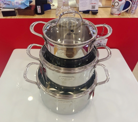 Bộ nồi Inox liền khối Elmich Trimax classic size EL2105 16,20,24cm
