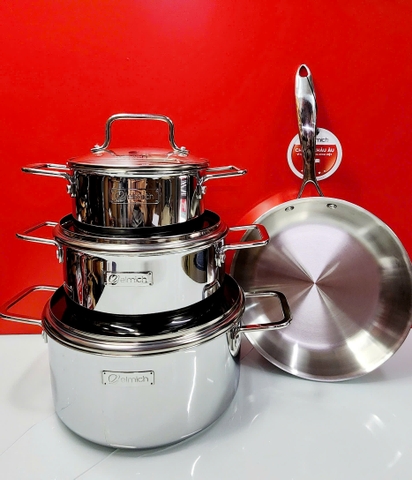 Bộ nồi inox liền khối Elmich EL2476 size 16,20,24, chảo 24cm