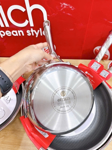 Chảo Inox liền khối chống dính Ceramic Elmich Premium Hybrid 28cm
