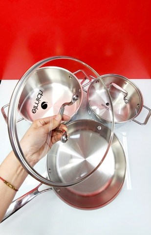 Bộ nồi inox liền khối Trimax XR EDA-1023 size 20,24cm, chảo 26cm