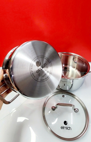 Bộ nồi Inox 304 cao cấp 3 đáy liền khối Elmich Trimax XR EL-3842 size 16, 20cm