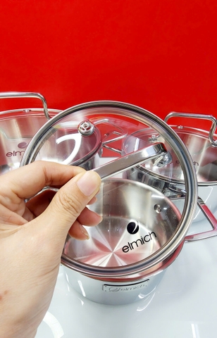 Bộ nồi inox liền khối Elmich EL2476 size 16,20,24, chảo 24cm