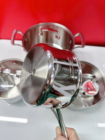 Bộ Nồi Inox Liền Khối Elmich Premium EL3100 Size 18,20,24 Quánh 16cm