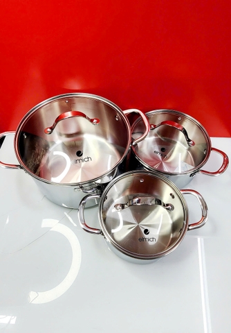 Bộ nồi inox 3 lớp đáy liền Elmich 2103OL size 18,20,26cm