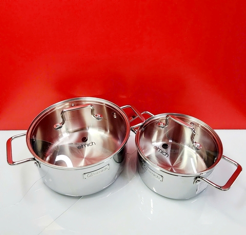 Bộ nồi Inox 304 cao cấp 3 đáy liền khối Elmich Trimax XR EL-3842 size 16, 20cm