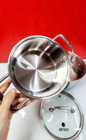 Bộ nồi Inox 304 cao cấp 3 đáy liền khối Elmich Trimax XR EL-3842 size 16, 20cm
