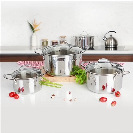 Bộ Nồi Inox Cao Cấp 3 Lớp Đáy Liền Trimax EL-3741 Size 16, 20, 24cm