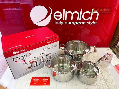 Bộ Nồi Inox Cao Cấp 3 Lớp Đáy Liền Trimax Xs El-3743 Size 16, 20, 24cm