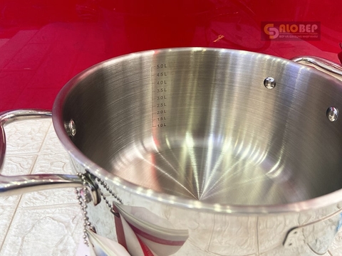 Bộ Nồi Inox Cao Cấp 3 Lớp Đáy Liền Trimax Xs El-3744 Size 18, 20, 24, Chảo 26cm