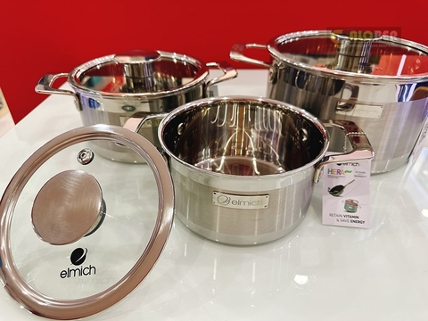 Bộ Nồi Inox Liền Khối Elmich Hera El 8266 Size 16, 18, 22cm