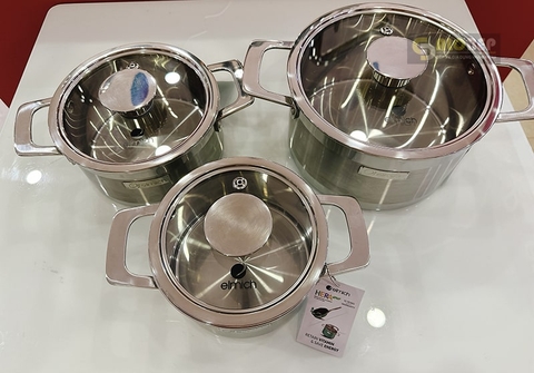 Bộ Nồi Inox Liền Khối Elmich Hera El 8266 Size 16, 18, 22cm