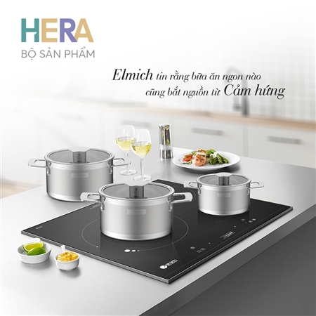 Bộ Nồi Inox Liền Khối Elmich Hera El 8266 Size 16, 18, 22cm