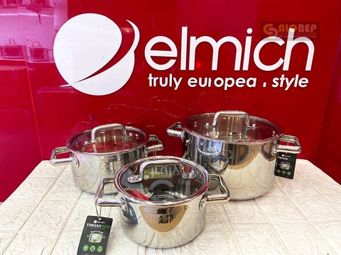 Bộ Nồi Inox Liền Khối Elmich Trimax Eco El-8000 Size 16, 18, 22cm