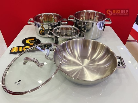 Bộ Nồi Inox Liền Khối Elmich Trimax Eco El-8002 Size 16, 20, 22, Lẩu Xào 28Cm
