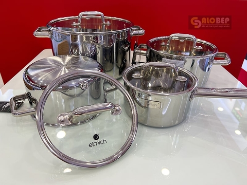 Bộ Nồi Inox Liền Khối Elmich Trimax Eco El-8005 Size 18, 20, 26, Quánh 16cm