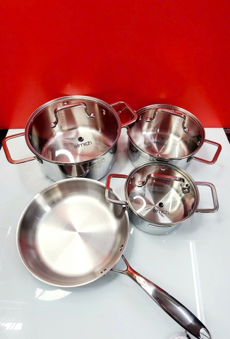 Bộ nồi inox liền khối Elmich EL2476 size 16,20,24, chảo 24cm
