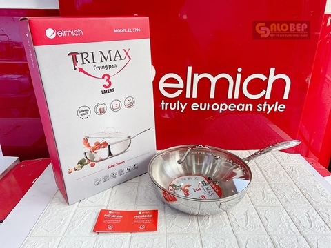 Chảo Xào Inox Cao Cấp 3 Lớp Đáy Liền Elmich Trimax El-3796 Size 26cm