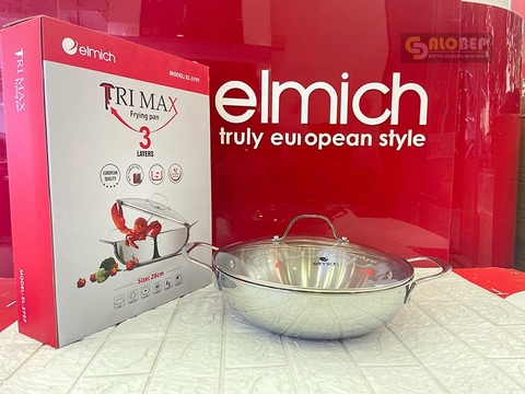 Chảo Xào Inox Cao Cấp 3 Lớp Đáy Liền Elmich Trimax El-3798 Size 30cm