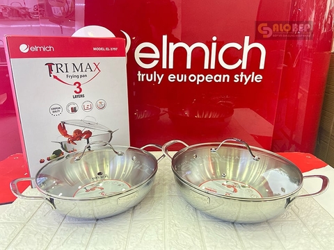 Chảo Xào Inox Cao Cấp 3 Lớp Đáy Liền Elmich Trimax El-3798 Size 30cm