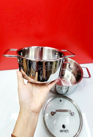 Bộ nồi Inox 304 cao cấp 3 đáy liền khối Elmich Trimax XR EL-3842 size 16, 20cm