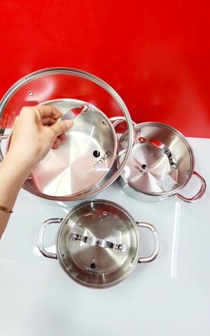 Bộ nồi inox 3 lớp đáy liền Elmich 2103OL size 18,20,26cm