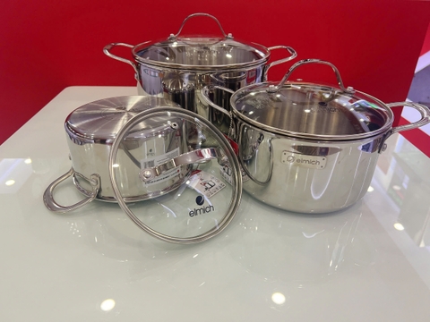 Bộ nồi Inox liền khối Elmich Trimax classic size EL2105 16,20,24cm