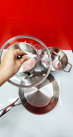 Bộ nồi inox liền khối Trimax XR EDA-1023 size 20,24cm, chảo 26cm