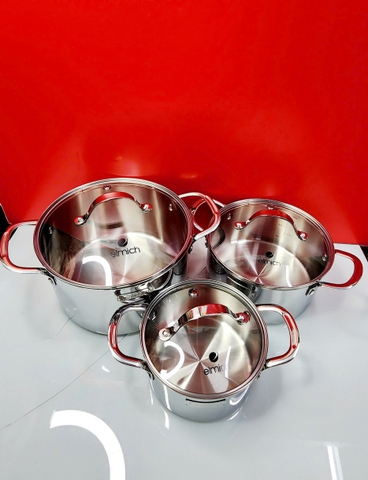 Bộ nồi chảo inox liền khối Elmich Trimax EL2486IN01 Size 16,20,24, chảo 20,24cm