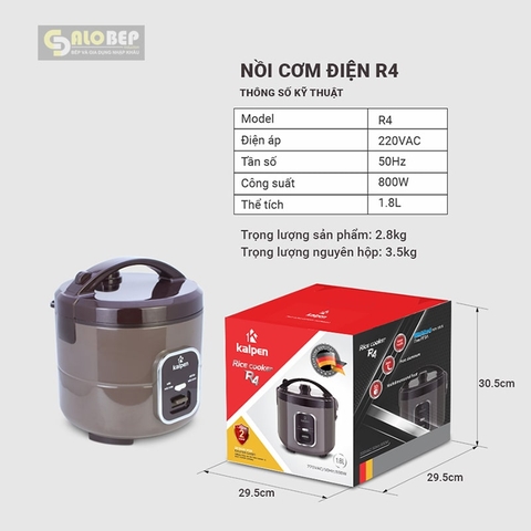 Nồi Cơm Điện Cao Cấp Kalpen R4, 1.8L
