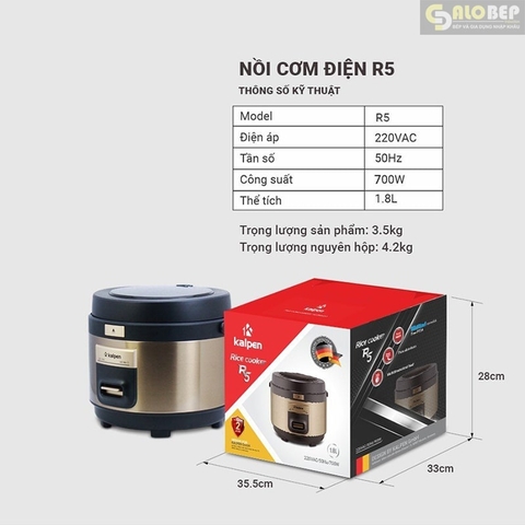 Nồi Cơm Điện Cao Cấp Kalpen R5, 1.8L