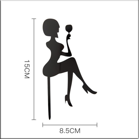 10 Thẻ Mica - Cô Gái Ly Rượu - Đen