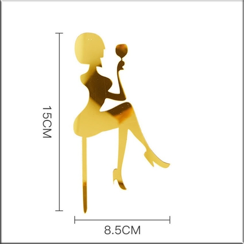 10 Thẻ Mica - Cô Gái Ly Rượu - Vàng