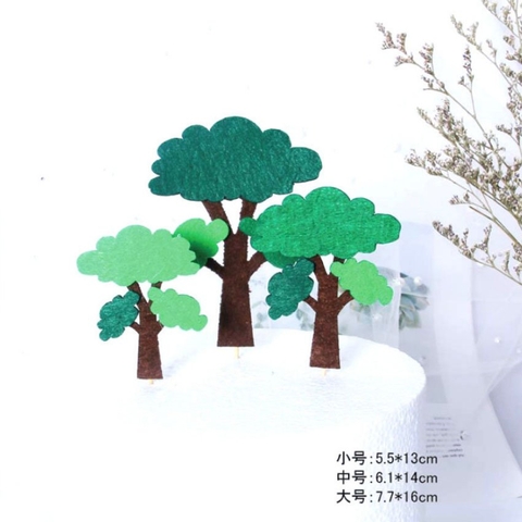 Sét 3 Cây lá uốn màu xanh ( Vải dạ )