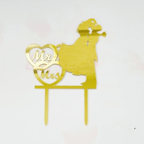 10 Thẻ Mica - Cô dâu chú rể - Vàng ( Mẫu 2 )