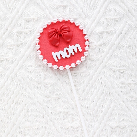 Thẻ cắm MOM gắn ngọc trai - NƠ ĐỎ