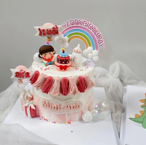 Bánh SN nhựa 3 tầng - Màu hồng nơ đỏ