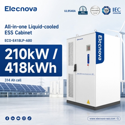 Hệ Thống Lưu Trữ Năng Lượng Elecnova ECO-E418LP 418kWh Đạt Tiêu Chuẩn Quốc Tế