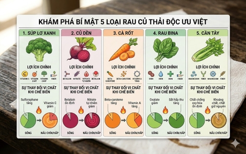 Khám phá bí mật của 5 loại rau củ mang khả năng thải độc ưu việt