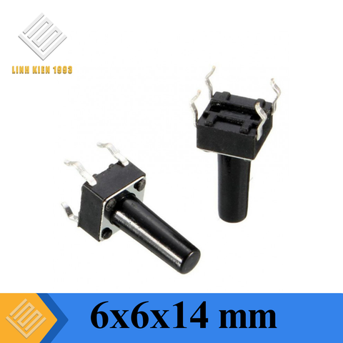 Nút Nhấn 6x6mm Cao 14mm 4 Chân Xuyên Lỗ