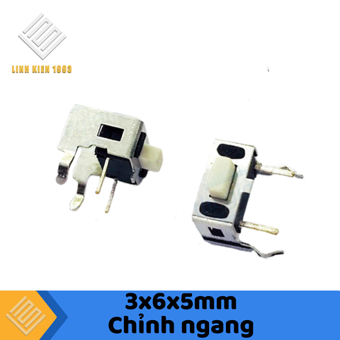 Nút Nhấn 4.5x4.5x8mm 3 Chân xuyên lỗ Chỉnh Ngang