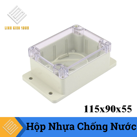 Hộp Nhựa Chống Nước Nắp Trong Suốt 115x90x55 Có Tai