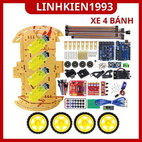 Bộ Kit Robot Xe 4 Bánh Arduino UNO R3 ĐẦY ĐỦ